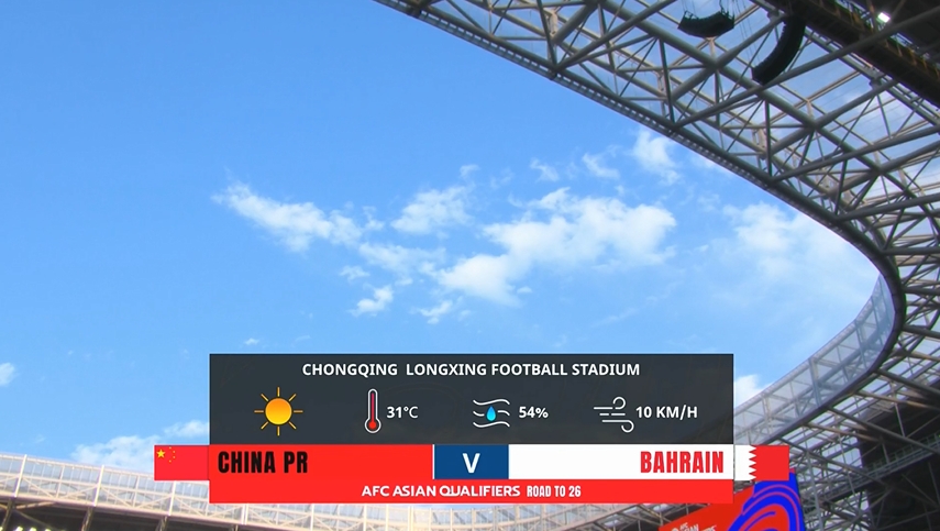正值盛夏！國足主場重慶龍興足球場氣溫31℃，濕度54%