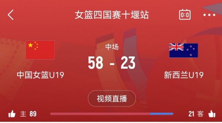 攻防碾壓！中國(guó)女籃U19半場(chǎng)領(lǐng)先新西蘭U19隊(duì)35分 次節(jié)狂轟21-2