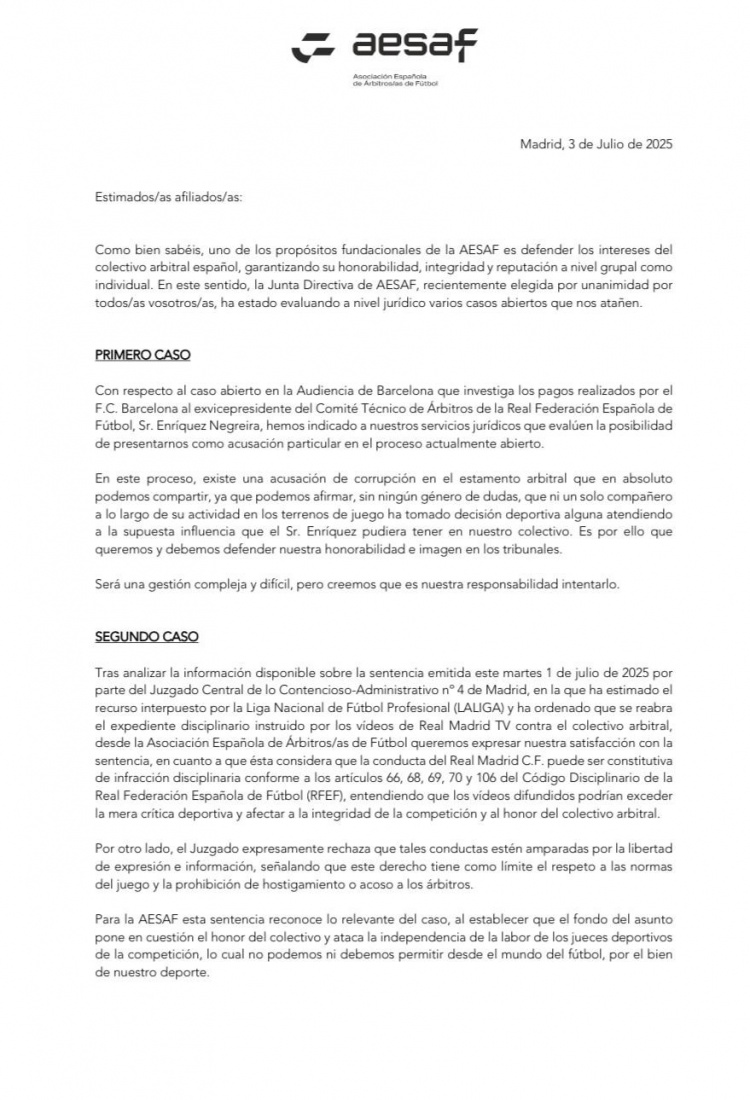 西裁判協(xié)會(huì)官方：將介入內(nèi)格雷拉案辯護(hù)；滿意法院對(duì)皇馬TV的判決
