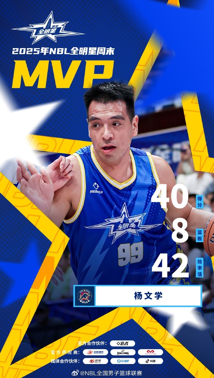 南區(qū)明星隊球員楊文學(xué)爆砍40分8籃板 當(dāng)選本屆全明星賽MVP